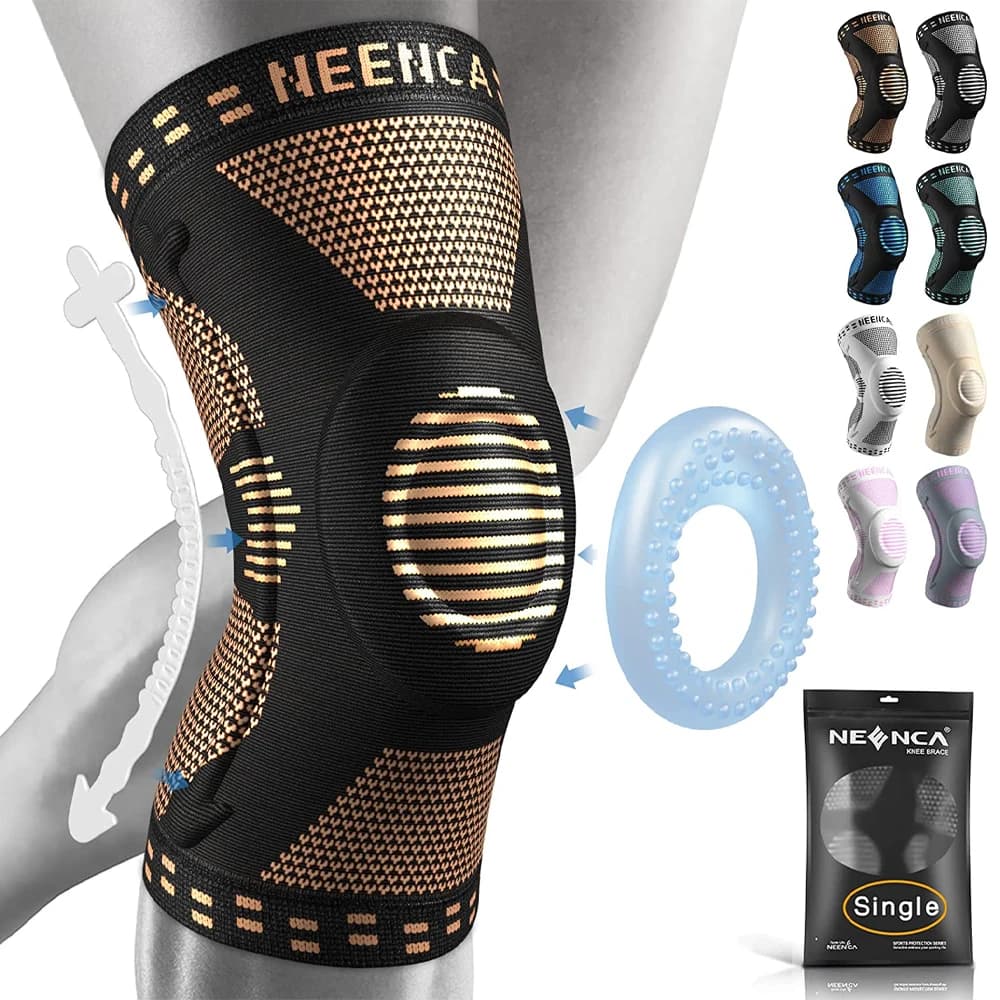 NEENCA Kupfer-Kniebandage, Kniestütze mit Patella-Gel-Pad und Seitenstabilisatoren für Knieschmerzen, Sport, Arthritis, ACL, Linderung von