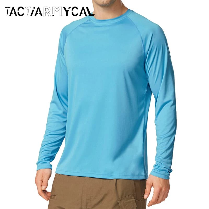 Sonnenschutz-Shirts für Herren, Sommer, UPF 50+, langärmelig, schnell trocknend, Herren-Shirts, atmungsaktiv, Wandern, Fisch-Performance-Tops,