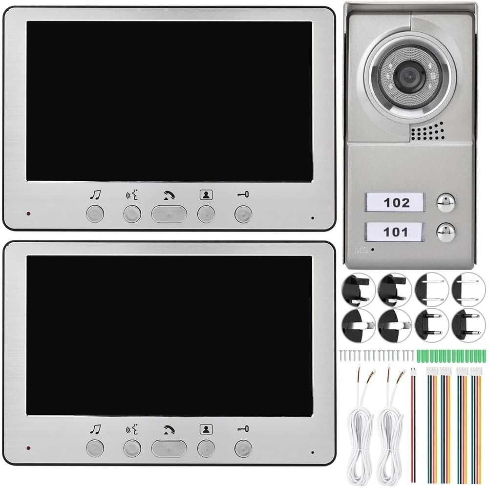 7 Zoll Apartment 2 Einheiten kabelgebundene Video-Türsprechanlage Audio Visual Entry Intercom System