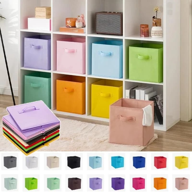 Faltbare Stoff-Aufbewahrungswürfel, zusammenklappbare Behälter mit Griffen, bunter Organizer für Kleidung, Spielzeug, Bücher, Regale, Schrank,