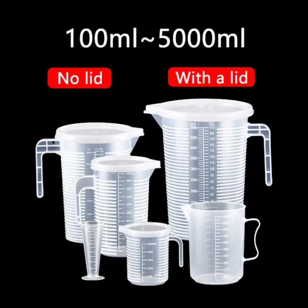 100–5000 ml verdickter Kunststoff-Messbecher mit Skala, Lebensmittelqualität, Messbecher, experimenteller Messbecher, Becher, Kunststoffbecher