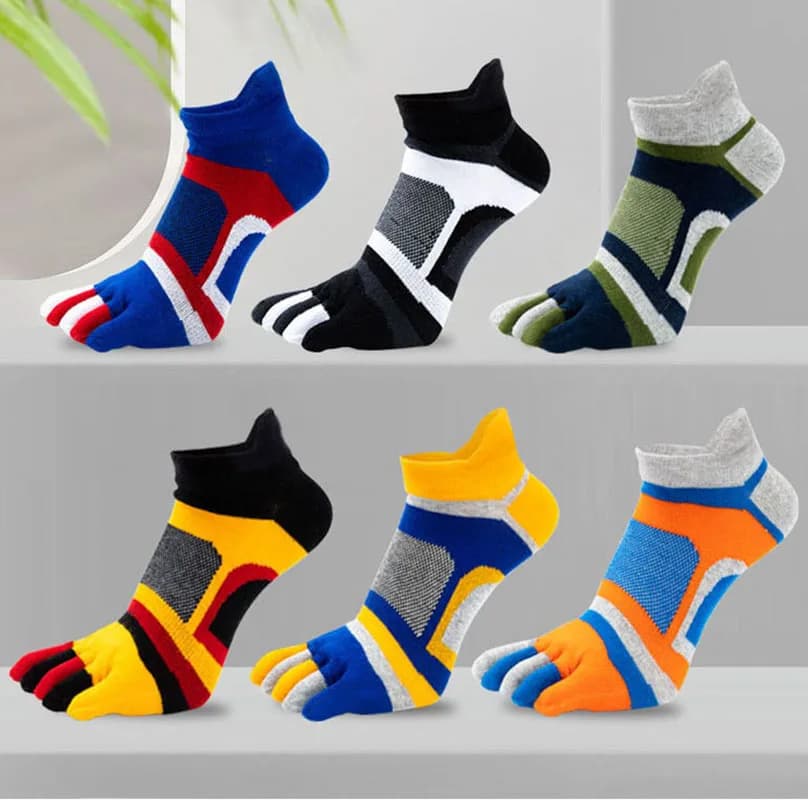 5-Paar Knöchel-Zehensocken für Herren und Jungen, Sport, fünf Finger, kurz, junge Mode, Baumwoll-Mesh, atmungsaktiv, Deodorant, glückliche Socken