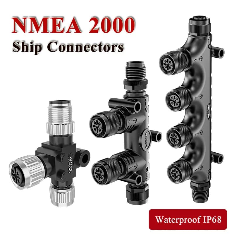 Outdoor NMEA 2000 5-poliger Stecker für Marine-Yacht-Nutzung, wasserdicht, IP68, 3-Wege-T-Typ, 3, 4, 5, 6, 7, 8-Port-Schiffe-Stecker, 4 A, 250