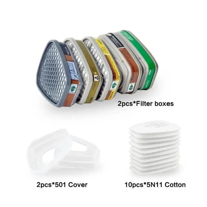 6001/6002/6006 Patronenbox 5N11 Filter 501 Abdeckungsset für 3 m 6200/7502/6800 Staubgasmaske Chemische Atemschutzmaske Malerei Sprühen