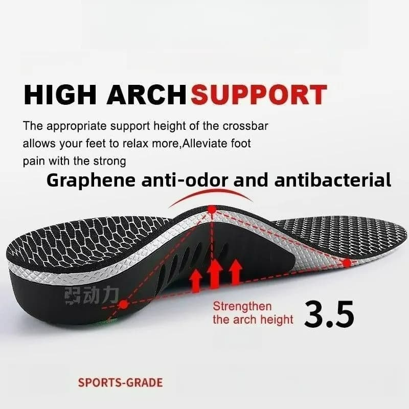 Arch Support Unisex-Sport-Stoßdämpfende Einlegesohlen zur Linderung von Fußschmerzen und Ermüdung, antibakteriell und geruchsabweisend Graphen