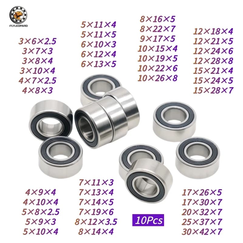 10 Stück SMR84-2RS 4X8X3 SMR85RS 5x8x2,5 S6900RS 10x22x6 ABEC-7 440C Edelstahl-Kugellager mit Gummiüberzug für Angelrollen