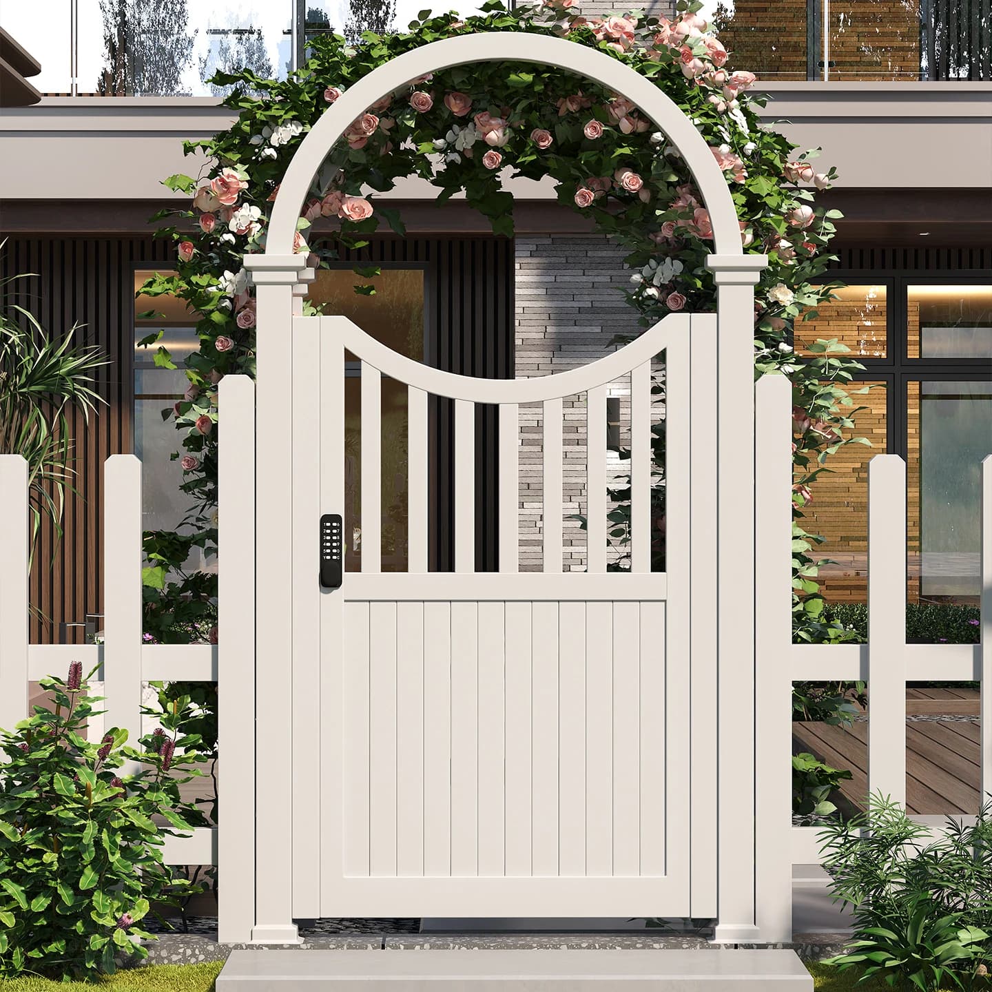 Französische Gartentür aus Aluminiumlegierung, B & B, kleiner Innenhof, Villa, Innenhof, Hof, gewölbter Blumenrahmen, kann individuell angepasst