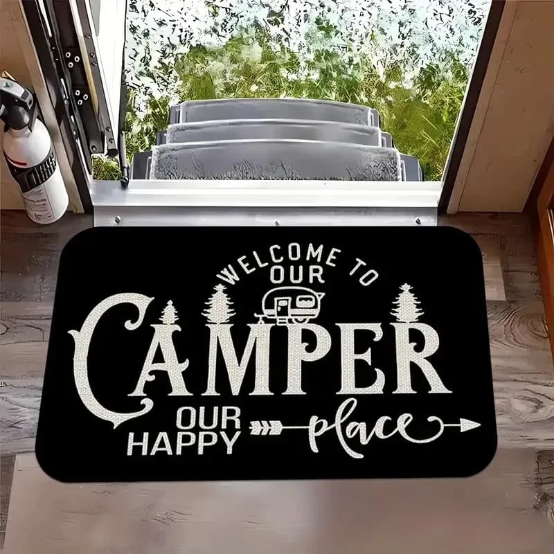 Outdoor Camping Van Willkommen Matte mit fröhlichem Camping Van rutschfeste Küche Badezimmer Entracne Teppiche Wohnzimmer waschbar Teppich
