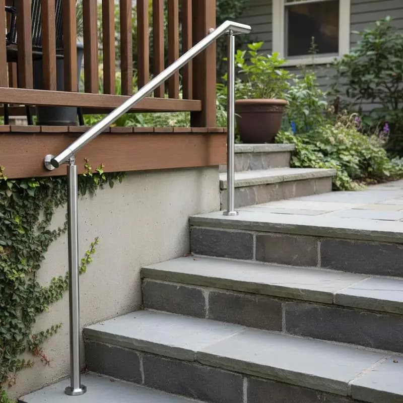 Treppengeländer, 120 cm, Edelstahl-Treppengeländer für Außentreppen, Wand- und Bodenmontage, mit Installationskit, für Senioren, Veranda,