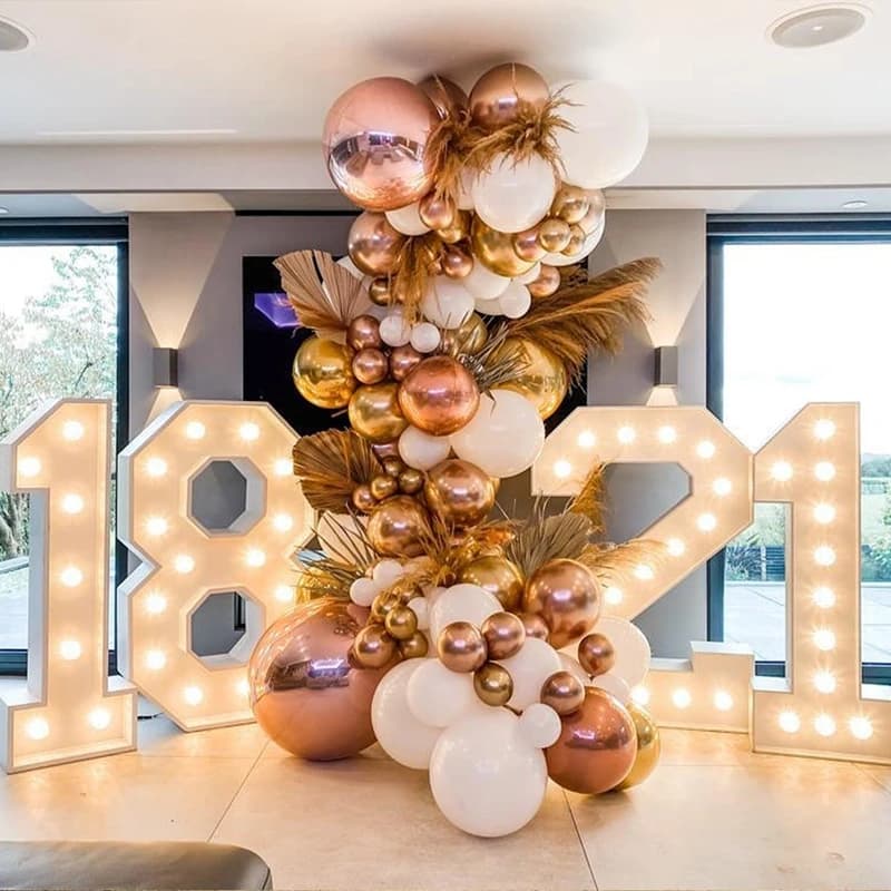 Riesige Geburtstags figur führte Licht ballon füllbox 1. Geburtstag Ballon Nummer 30 40 50 Ballon rahmen Hochzeits dekor Baby party