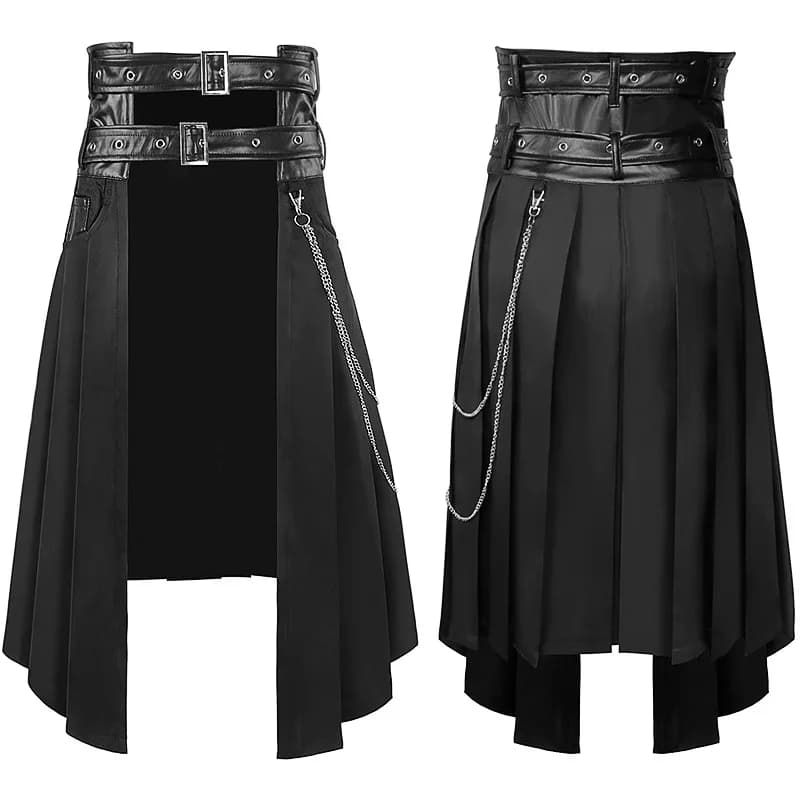 Unisex-Lederrock für Herren, große Freizeitkleidung, Gothic-Stil, Punk, Rock, mittelalterlich, schottisch, Frühling und Herbst
