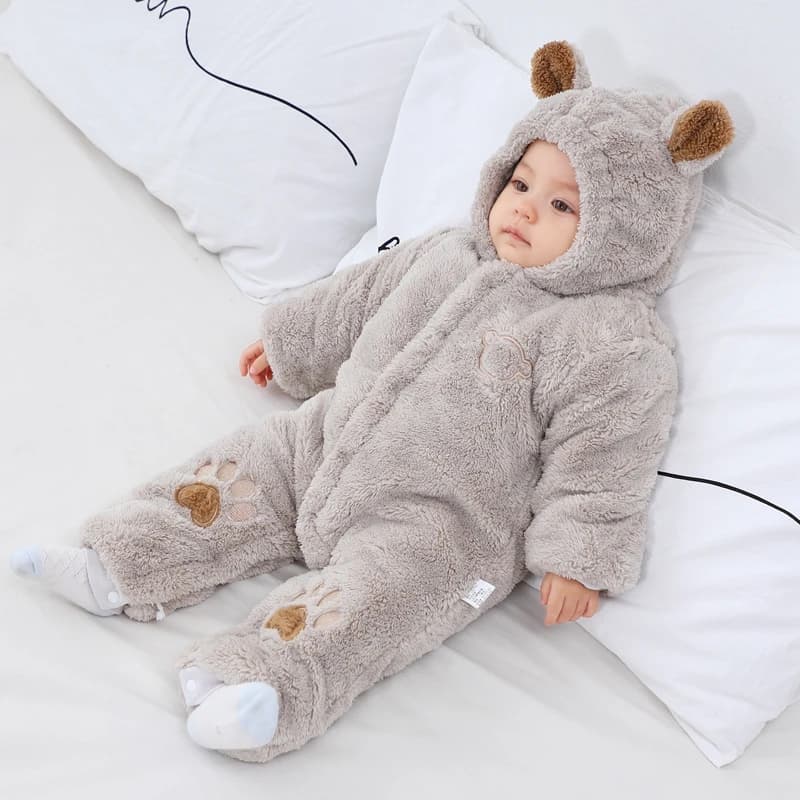 Winter Baby Strampler Mit Ohren Verdicken Baumwolle Neugeborenen Body Mit Kapuze Baby Mädchen Kleidung Cartoon Jungen Overall 0-24 monate