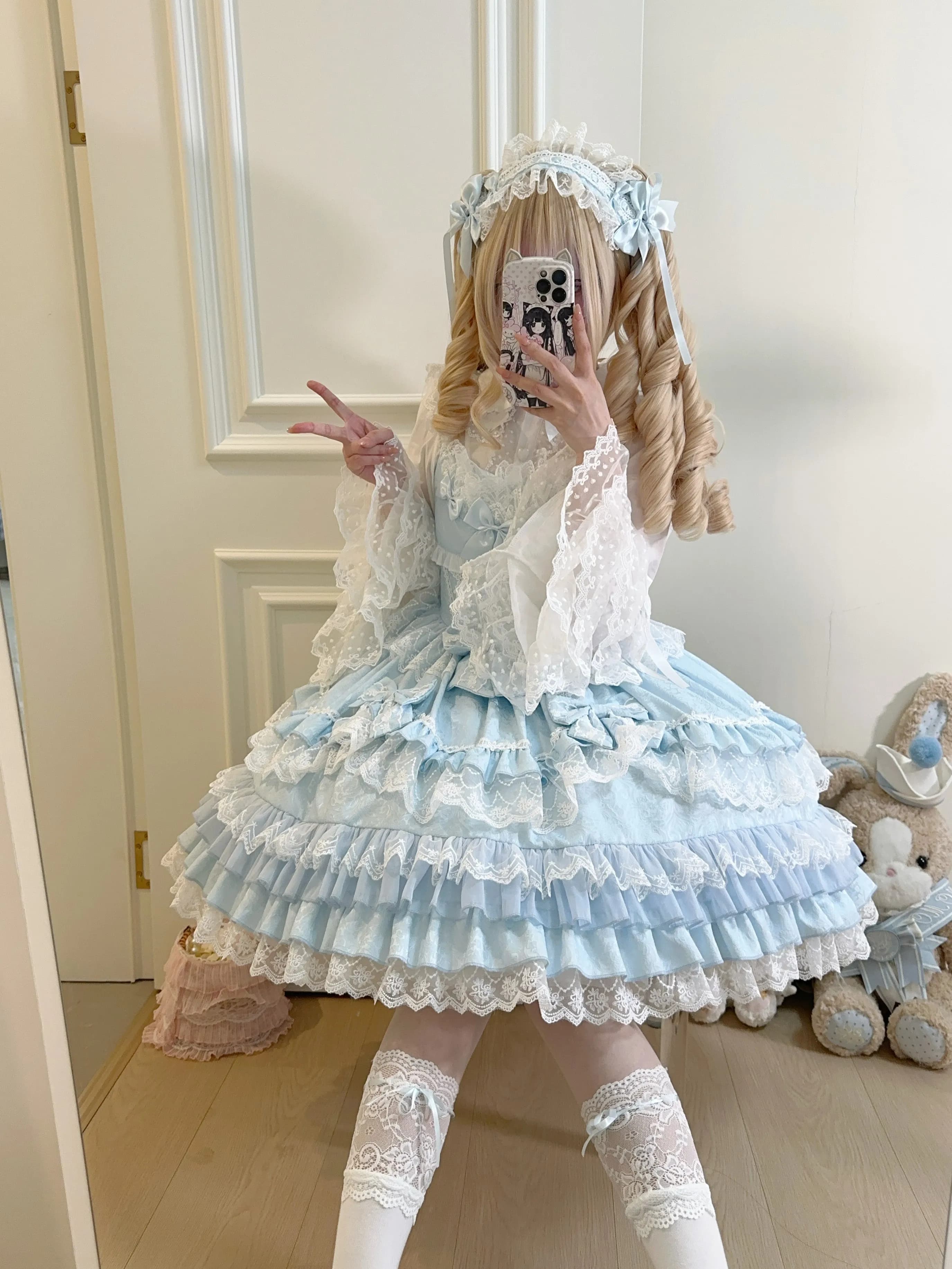 Original Design Lolita Kleid Puppe Sinn Süße Jsk Hosenträger Kleid Prinzessin Kleidung Geburtstag Party Nette Zurück Schleife Freunde Geschenk