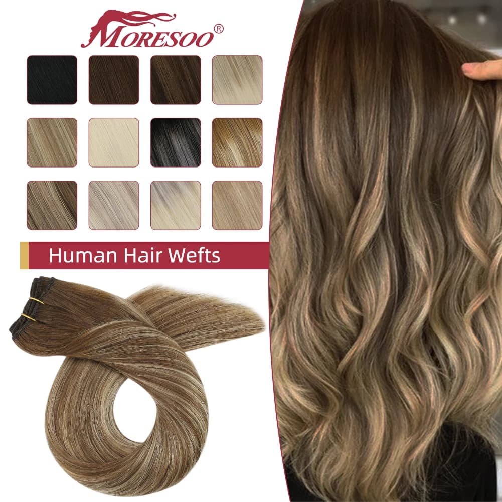 Moresoo Haar bündel Menschenhaar Schüsse brasilia nische Maschine Remy natürliche gerade Weben 100g nähen in nahtlosen unsichtbaren dicken Haaren