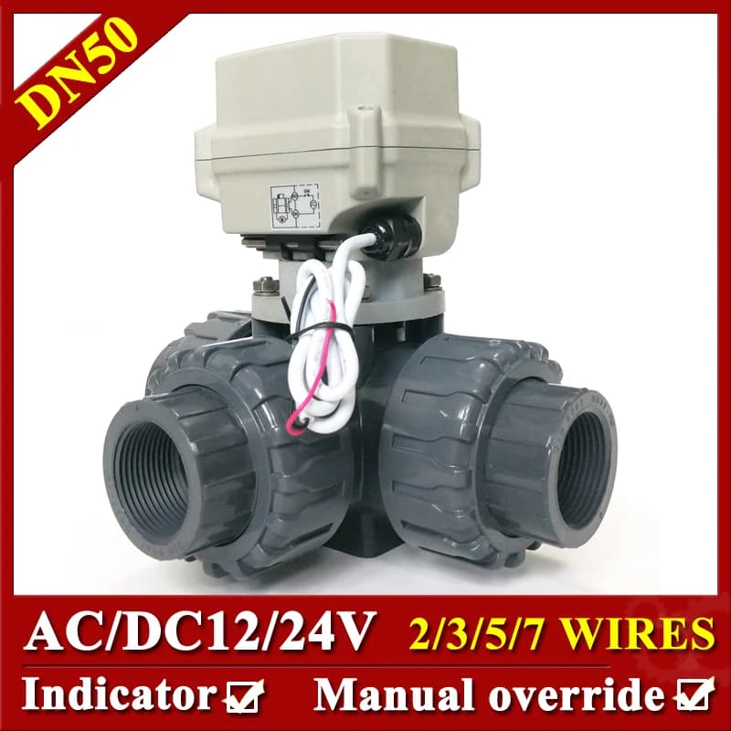 DN50 2 “UPVC L typ Ventil 3 Weg Metall Getriebe Elektrische Wasser Ventil, DC12V AC24V Motorisierte Ball Ventil mit für schwimmbecken liefern