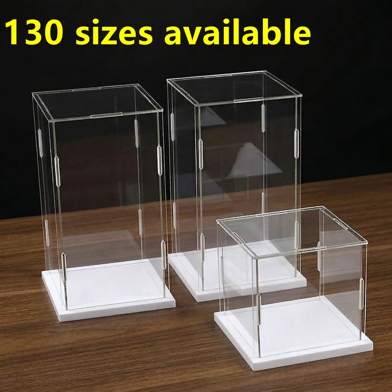 1 Stück Acryl-Vitrine mit weißem Boden, Kunststoffbox, Würfel-Aufbewahrungsbox, transparente kleine Montagebox, staubdichte Vitrine, für