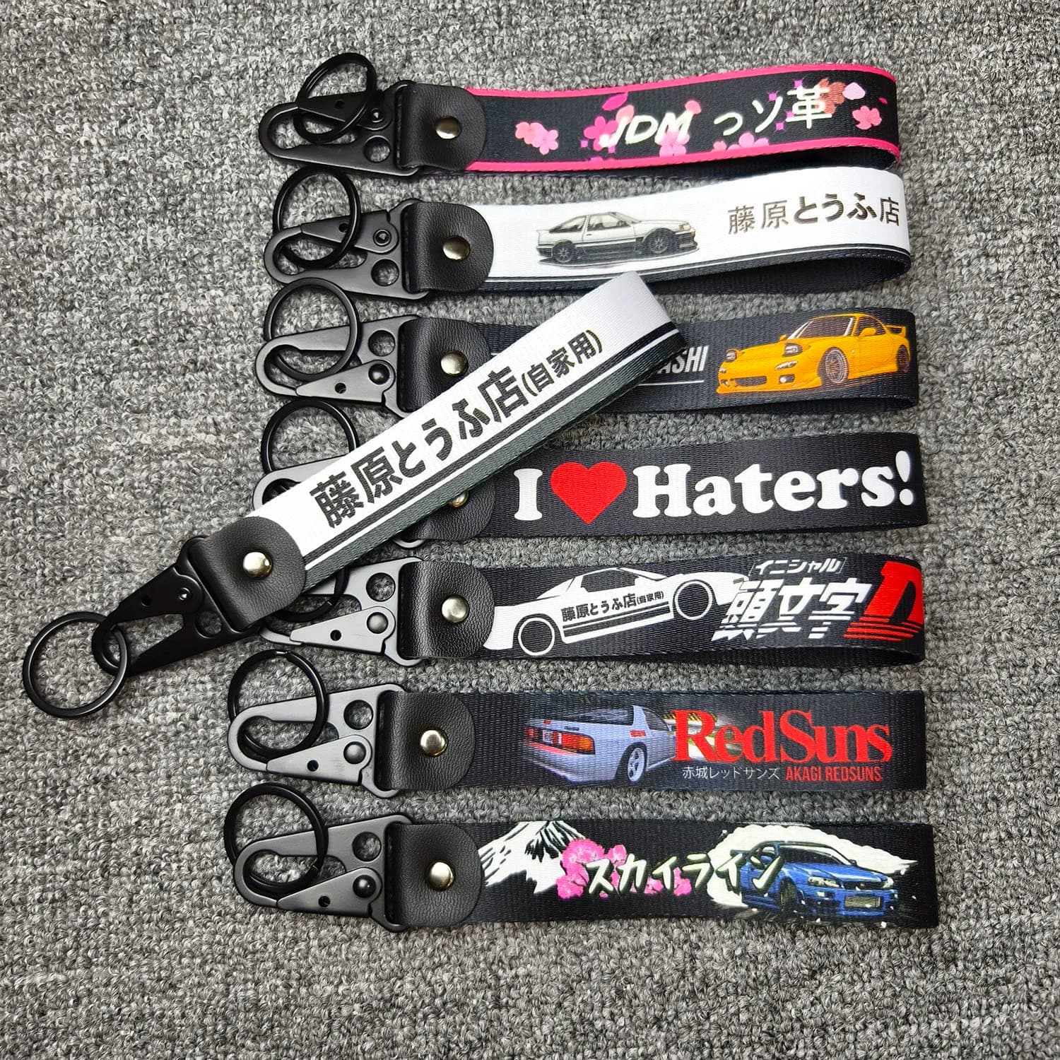 Initial D Auto Schlüsselanhänger Nylon JDM Stil Geschenk Lanyard Schlüsselanhänger Autoschlüssel Stahlfeder Clip Schlüsselanhänger