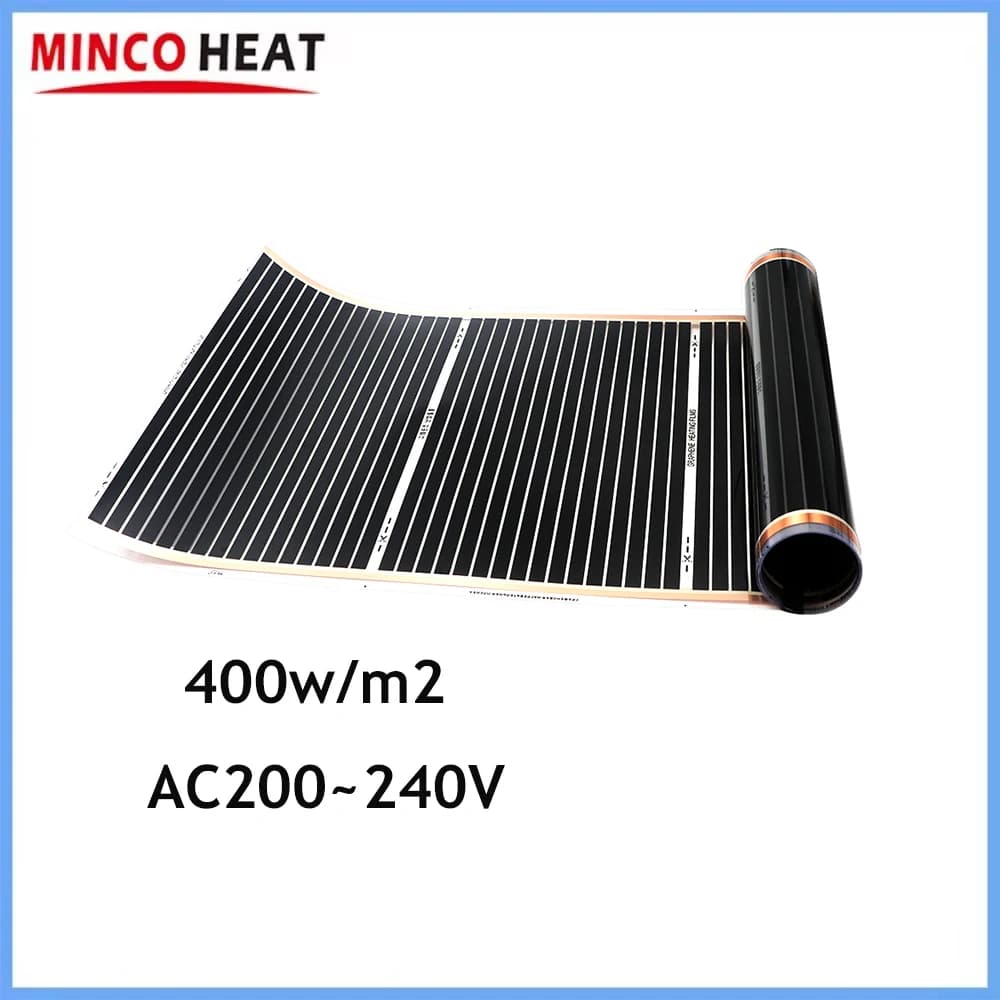 MINCO HEAT Infrarot 400W/m² Elektrische Fußbodenheizfolie Wärmematte Max 70~80°C 200W/m für Yoga-Raum und Sauna