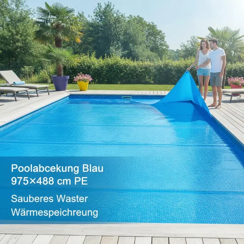 Solar-Poolabdeckung aus PE mit Luftblasen 975 x 488 cm, wärmespeichernd, reduziert Verdunstung, einfach zu montieren, für lokale Lagerlieferung