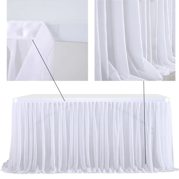 Chiffon-Tischrock mit Rüschen, Tischdecke für Geburtstagsfeier, Hochzeit, Dekoration, einzelne Stretch-Tüll-Tischdecke, Event-Design