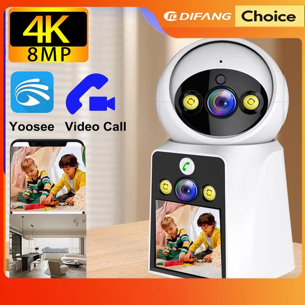 Difang Yoosee 4k Dual-Screen-Zwei-Wege-Video anruf WLAN-Kamera, Auto-Tracking, Farb nachtsicht, Indoor-Wireless-Babyphone-Kamera
