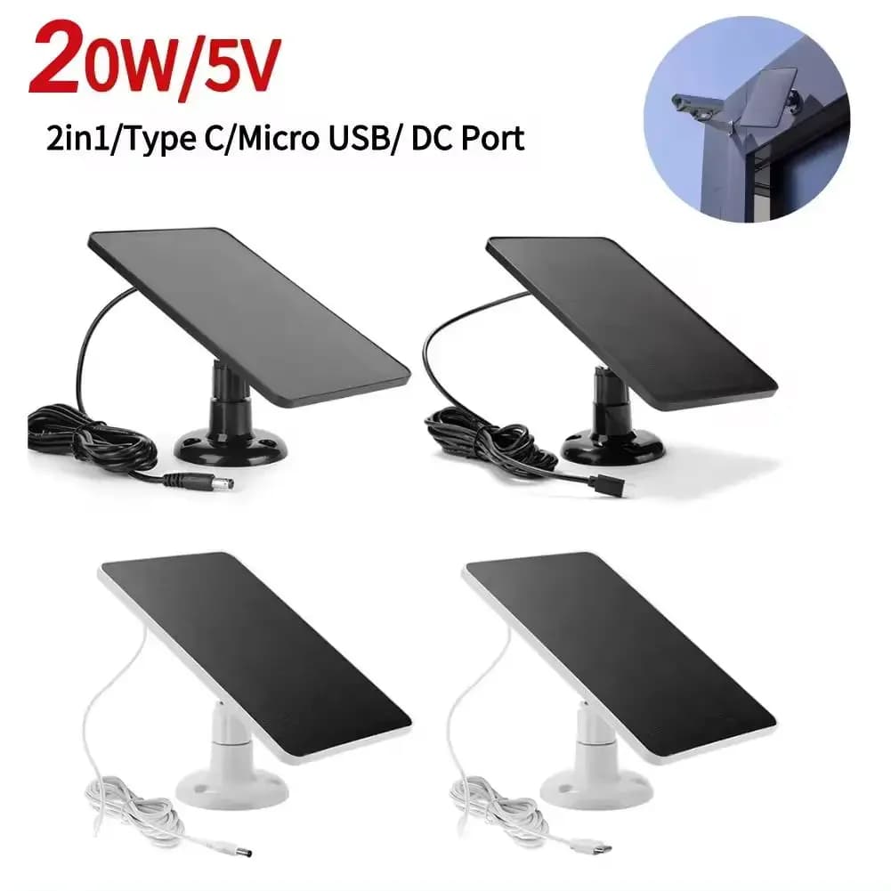 5 V 20 W Solarpanel IP65 wasserdichtes Solarpanel-Ladegerät 360 ° Einstellbare Halterung für Überwachungskamera für Eufycam 3/3C/2/2C/2 Pro