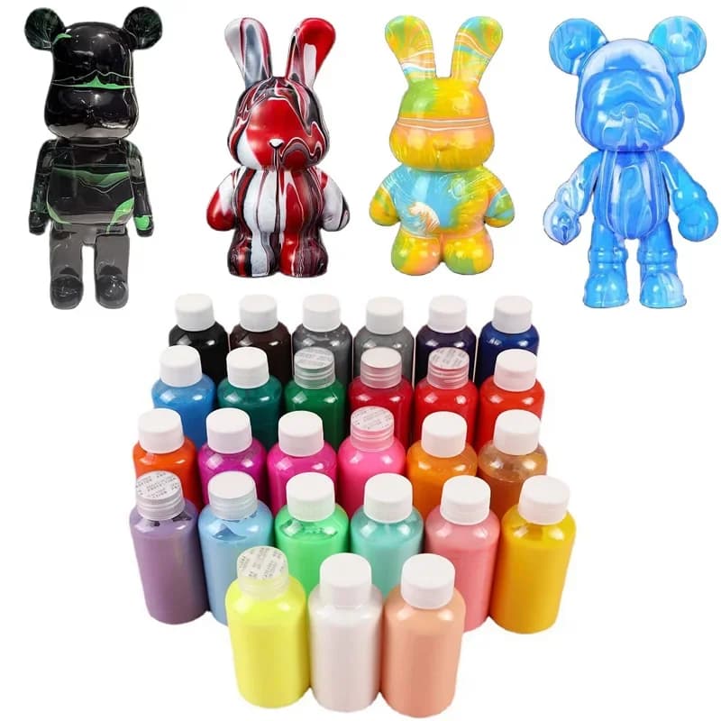 22/23/27CM Violent Bear Fluid Paint Set kinder DIY Modell Emaille Puppe Farbige Acryl Farbe Desktop dekorative Ornamente