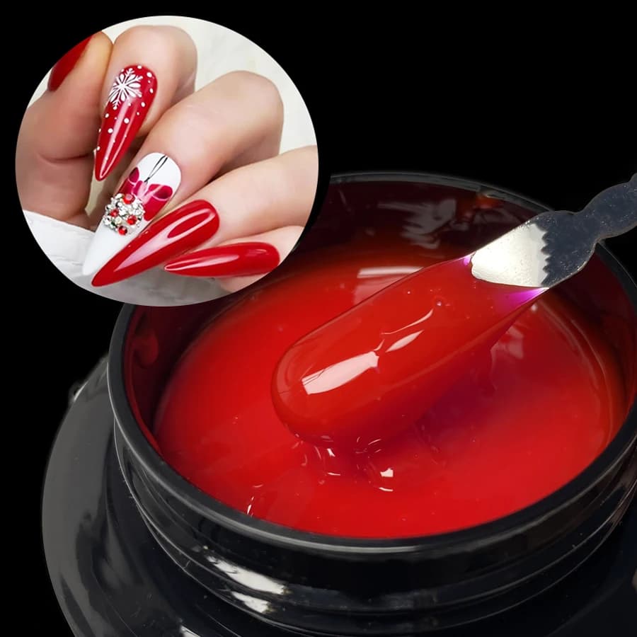 Jillnails 50G Builder Nagelgel Weihnachten Rot Burgund Selbstnivellierendes Medium UV Led Gel 50 ml