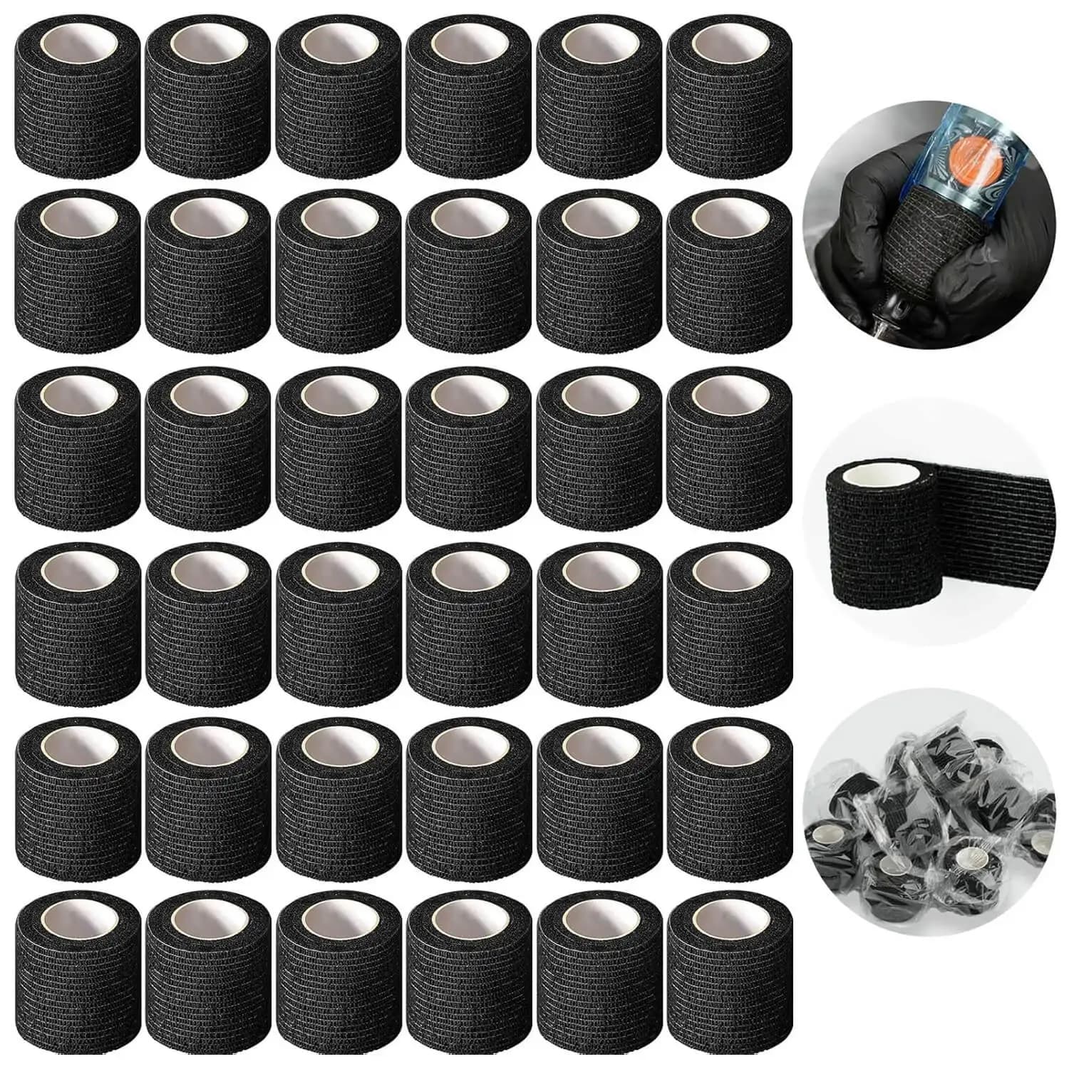 Schwarz Tattoo Grip Bandage Abdeckung Einweg Kohäsive Grip Tape Wrap Elastische Bandage Rollen für Tattoo Maschine Tattoo Zubehör
