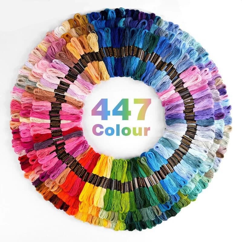 Hochwertiges Stickgarn-Set in Festen Farben, Regenbogen-Kreuzstichgarn, Premium 6-fädiges DIY-Nähset für Anfänger