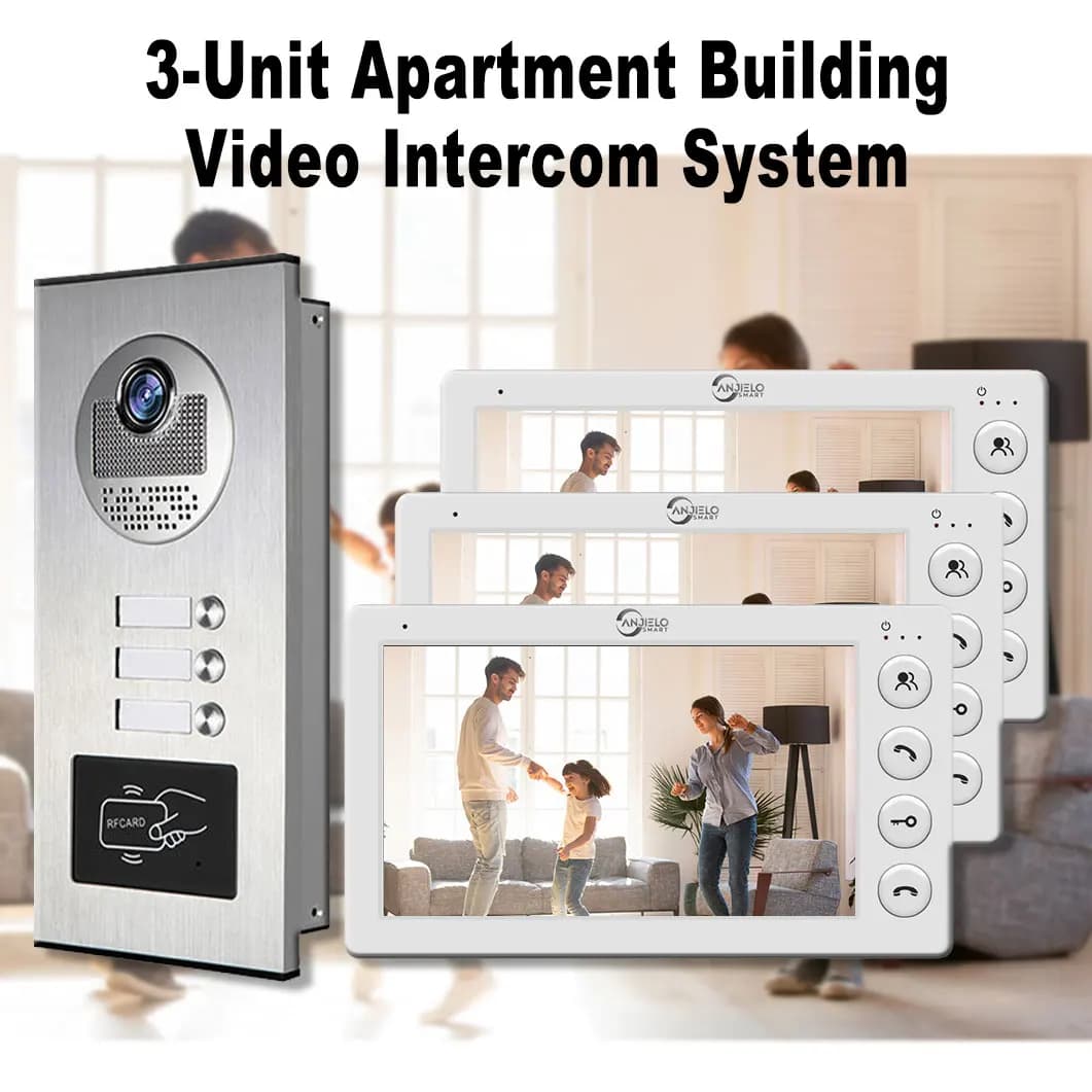 3 Einheit Home Video Intercom für Wohnungen Wohn Intercom Türklingel Video Tür Telefon System mit RFID-Karte entsperren