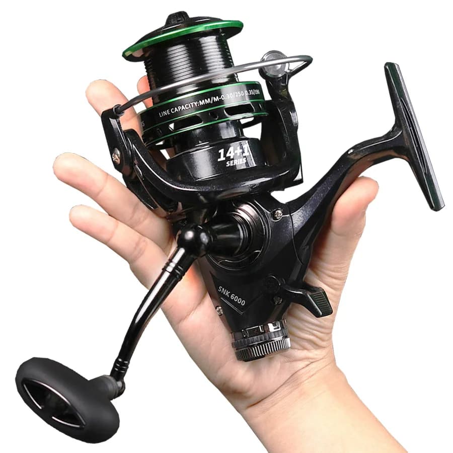 JOSBY Wasserbeständige Spinnrolle, 15 kg–20 kg, maximales Widerstands-Übersetzungsverhältnis 5,2:1, Metallspule, langlebige, superglatte