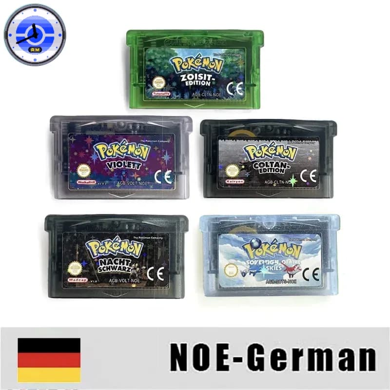NOE Deutsche RTC Cart 1M Flash Pokemon Coltan Violett Zoisit Herr der Himmel Nachtschwarz GBA Spielkassette Rom Hack