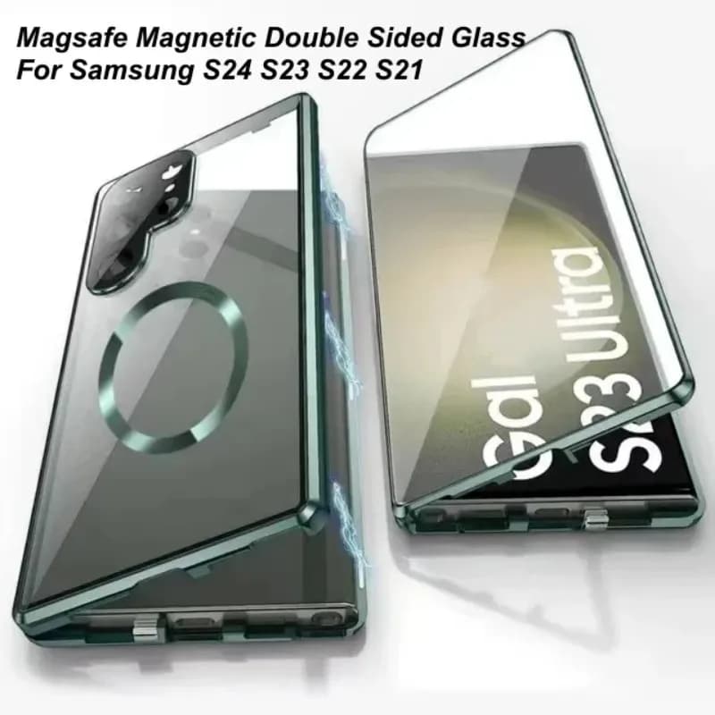 Metall Magnetische Doppelseitige Snap Für Magsafe Fall Für Samsung Galaxy S25 S24 S23 FE S22 S21 Ultra Objektiv Schutz Glas Abdeckung