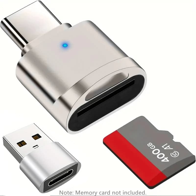 Typ-C-TF-Leser mit Gehäuse aus Zinklegierung, SD-Kartenleser mit USB-C-zu-USB-Adapter, geeignet für Laptop, MacBook, Samsung Galaxy
