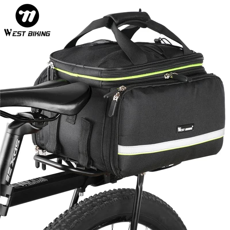 WEST BIKING 3-in-1 wasserdichte Fahrrad-Kofferraumtasche, MTB, Rennradtasche, großes Fassungsvermögen, Reisegepäckträger, Sattelsitz, Packtaschen