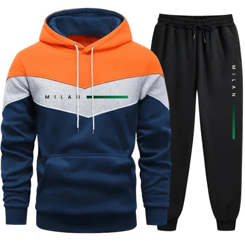 Milan Bedruckter Herren-Trainingsanzug, lässiges Kapuzen-Sweatshirt, 2-teiliges Set, Jogging-Herrenbekleidung, Outdoor-Sportanzug, heiße Verkäufe,