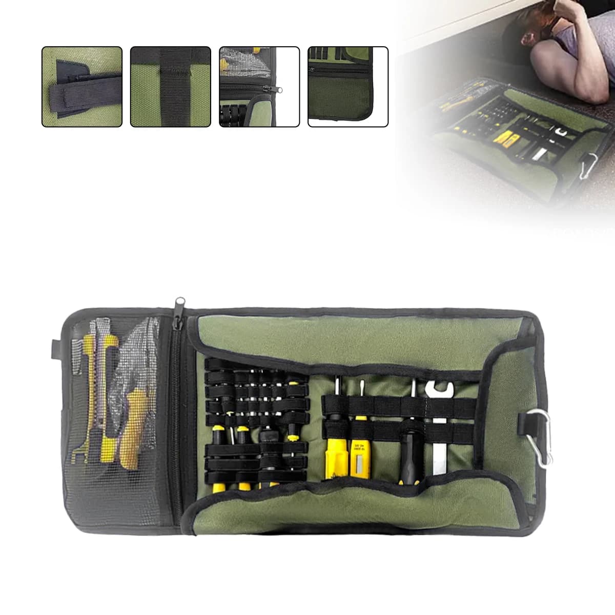 Werkzeugtasche, großer Schraubenschlüssel, aufrollbar, tragbare Tasche, zusammenklappbares Aufbewahrungsset, Taschen-Set für Motorrad/Motocross,