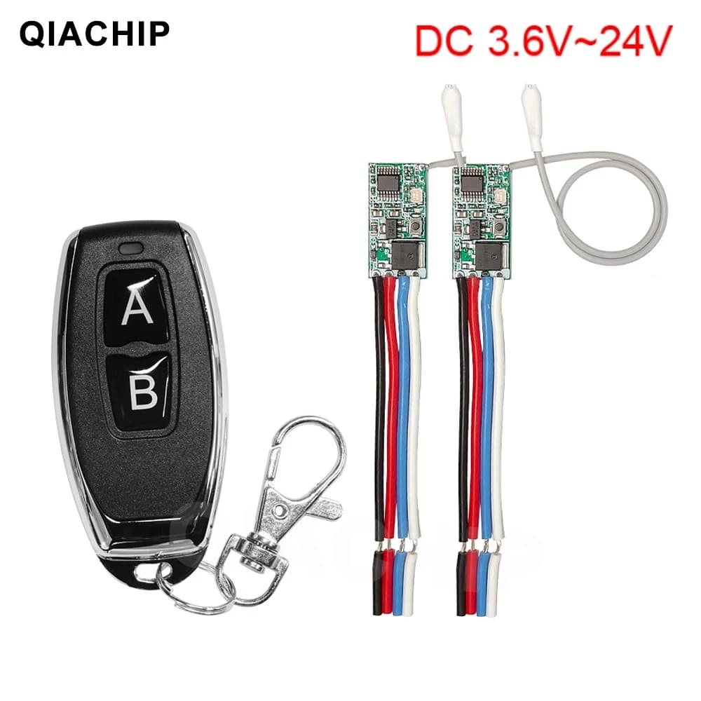 QIACHIP 433 MHz kabelloser Fernbedienungsschalter, Mini-Empfänger mit großer Reichweite, 3,6 V, 12 V, 24 V und 433 MHz-Sender, LED-Fernbedienung