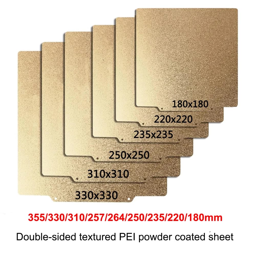235/310/330/355/250/220/180 mm PEI-Platte, strukturiertes Blatt für Bambu H2D P1P X1 A1 QIDI Plus 4 X-Max 3 Ender 3 V3 SE/KE Kobra 2/3/S1