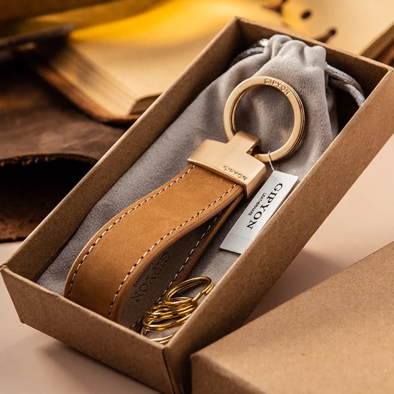 Exquisites, hochwertiges Griffseil, einfacher Schlüsselanhänger aus Rindsleder, Persönlichkeit, Autokette, Ring für Männer und Frauen,