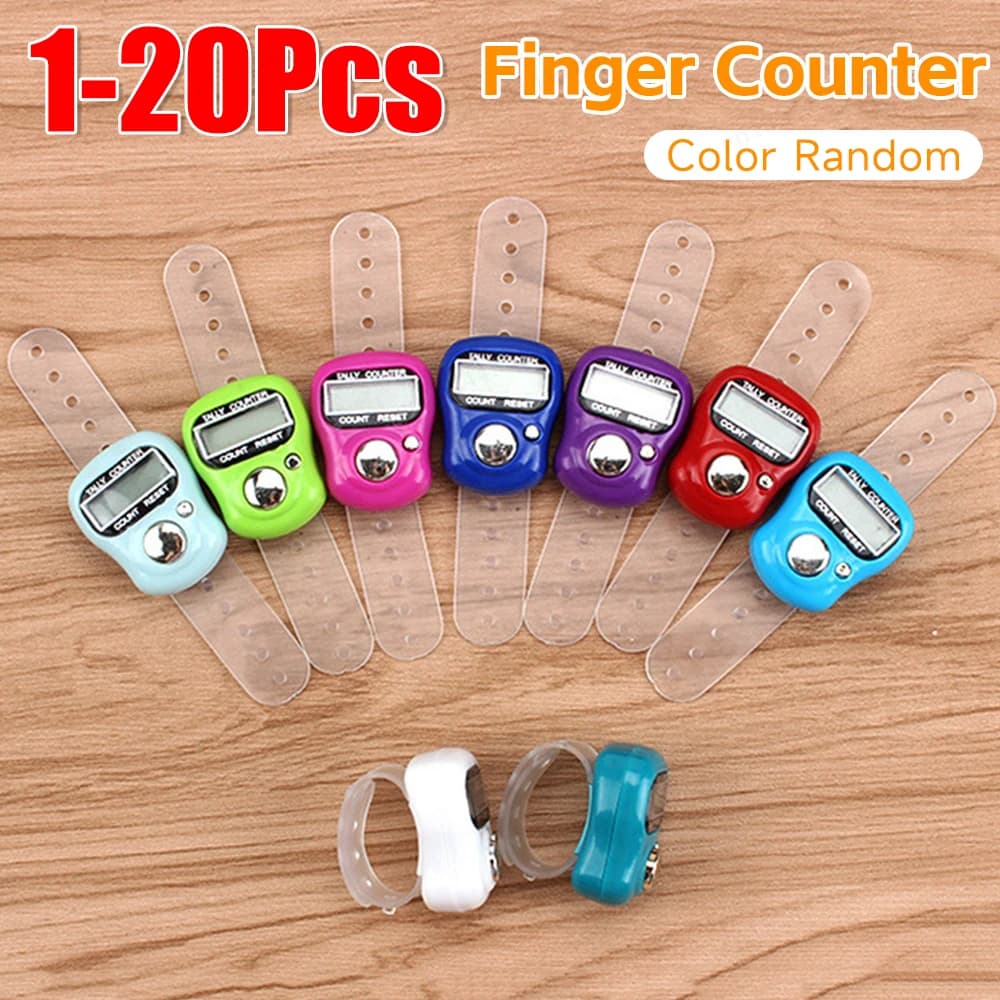1–20 Stück Fingerzähler-Ring, 5 digitale LEDs, elektronischer Hand-Tally-Zähler, Clicker-Zähler mit islamischen Tasbih-Perlen