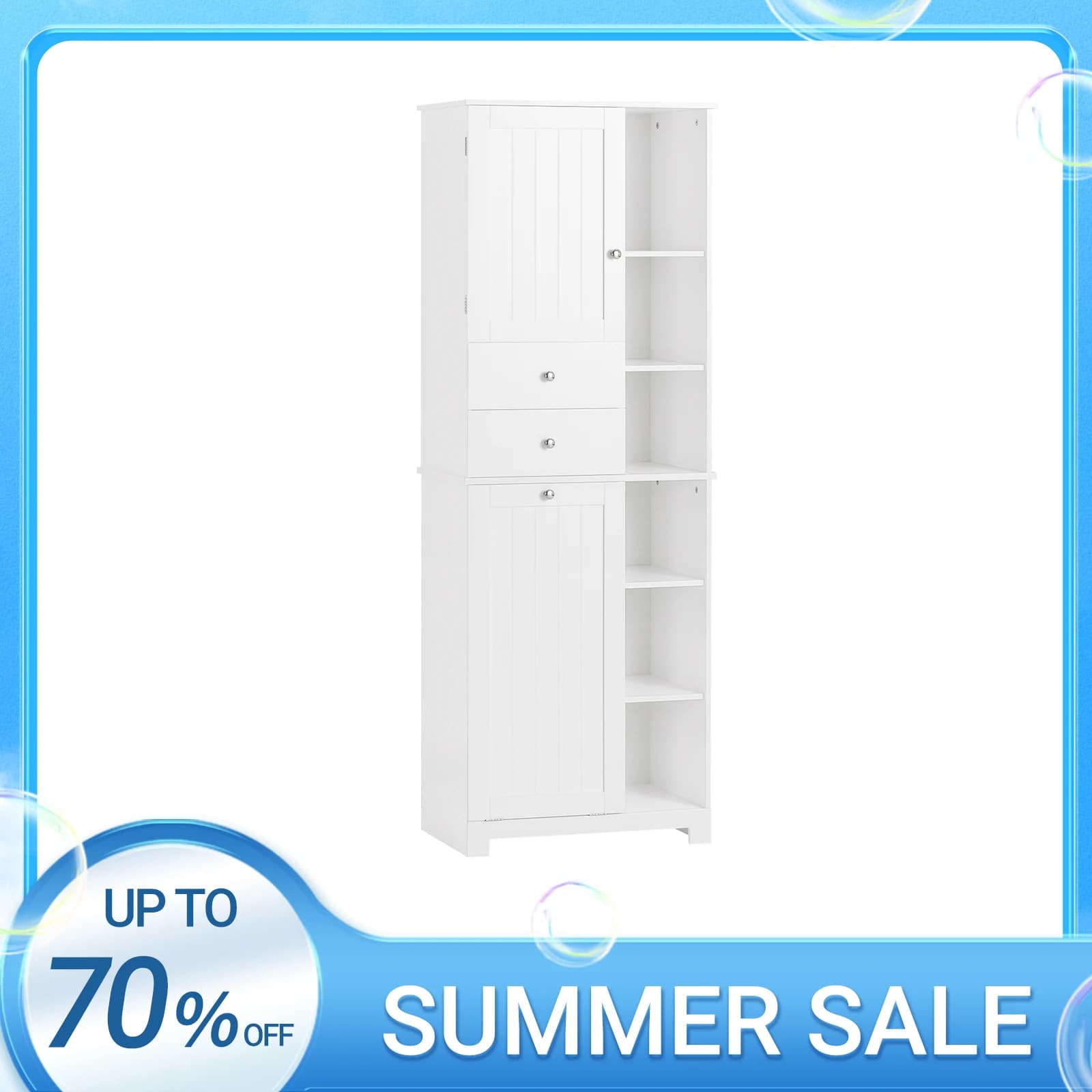 SoBuy BZR104 Hochschrank mit ausklappbarem Badezimmer Schrank schmal Wäscheschrank Badregal Badezimmerschrank
