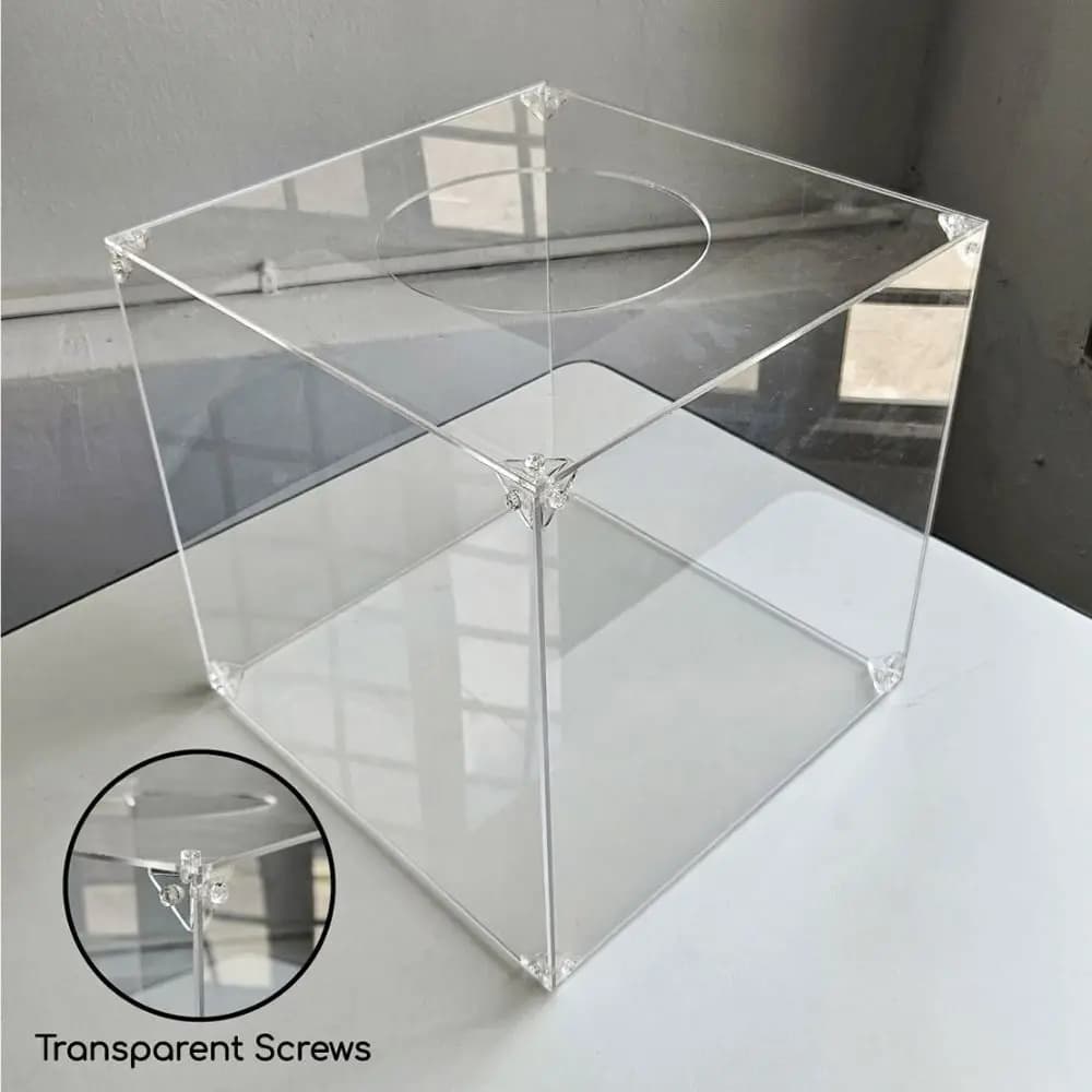 200 mm/300 mm Acryl-Glücksdraw-Box, transparent, klar, Acryl, Acryl-Display-Box, abnehmbar, einfach zu installieren, Abstimmungsbox