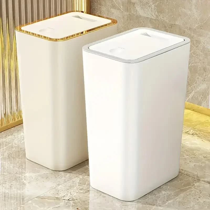 Geruchsdichter Mülleimer mit One-Touch, modernes Design, robuster Badezimmer- und Küchenbehälter aus Kunststoff, platzsparend, auslaufsicher