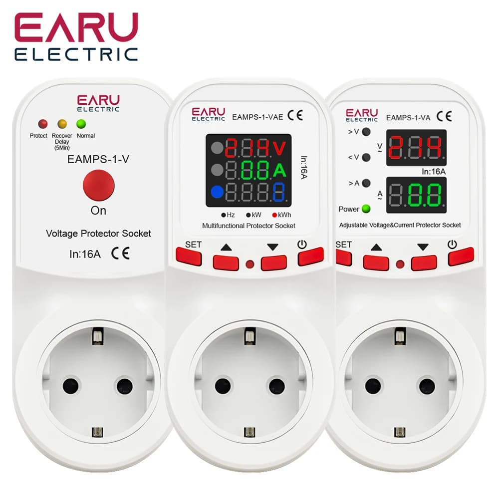 Spannungsüberspannungsschutz Strombegrenzer EU-Steckdose 16A AC230V 50/60Hz Energiemonitor kWh-Zähler Kühlschrank-Schutzgerät