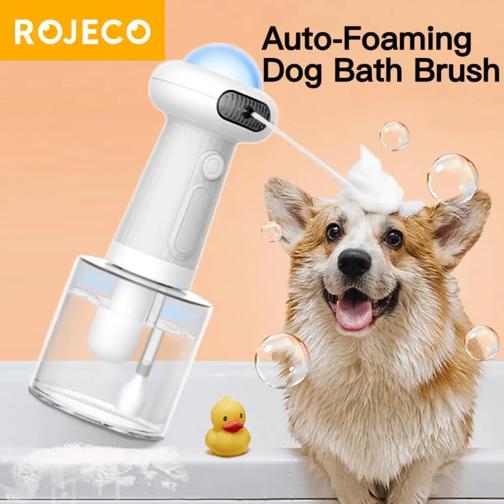 ROJECO Automatische Schaumherstellungsmaschine für Haustiere, USB-Aufladung, intelligenter Seifenspender für Katzen, für Hunde und Haustiere,