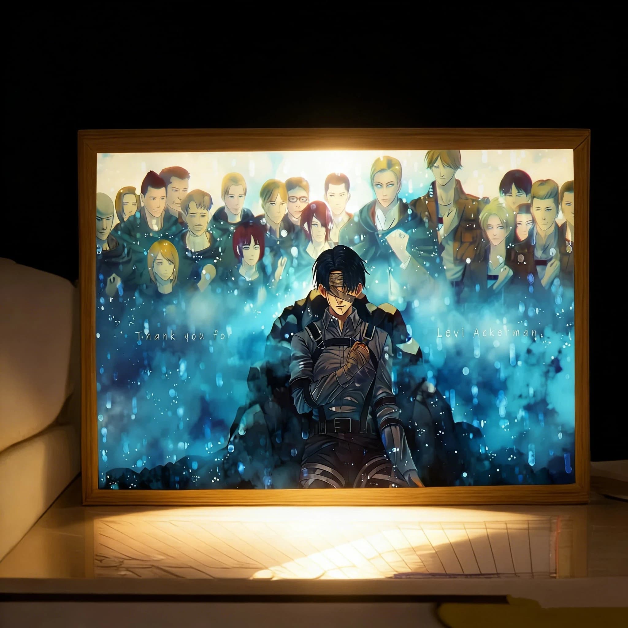 Cartoon Anime Attack on Titan Charakter LED-Nachtlicht mit Farbzeichnung, USB-Anschluss, Dreifarbige Beleuchtung, Überraschungs-Schreibtischlampe,