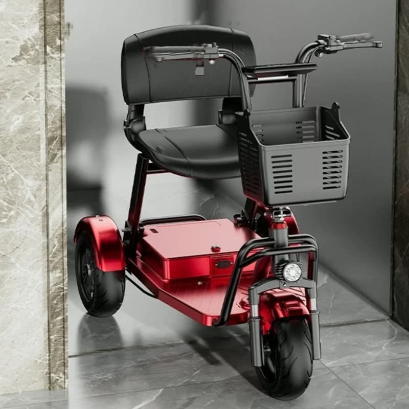 Mini-Elektro-Dreirad, faltbarer Mobilitätsroller für Senioren, 500W 48V, mit herausnehmbarem Akku/Zugstange/Diebstahlschutz