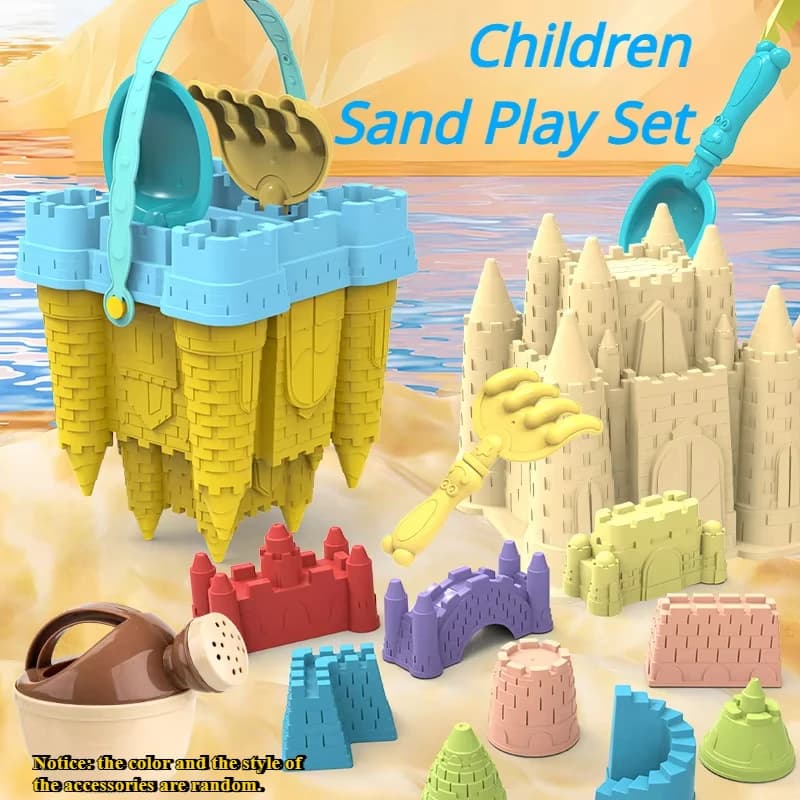 Strand-Schloss-Sandkasten-Spielset: Sandkübel, Sommerspielzeug, Sandspielzeug, Sandkasten, Outdoor-Familienspaß, Geschenke, Handtraining